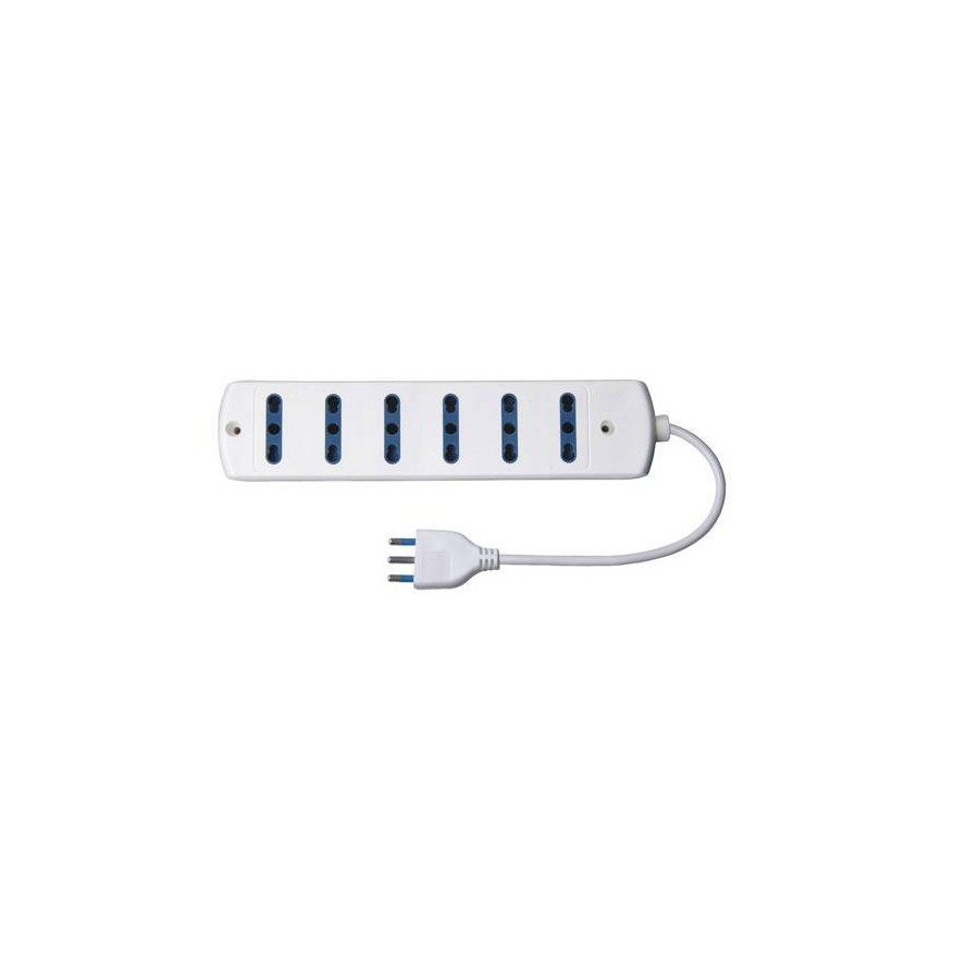 MULTIPRESA 6 USCITE BIP 10/16A 2P+T SPINA 16A CAVO 1.5M 3500W IMQ BIANCA MULTIPRESA 6 USCITE BIP 10/16A 2P+T SPINA 16A CAVO 1.5M 3500W IMQ BIANCA