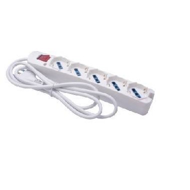 MULTIPRESA 5 USCITE UNIVERSALI INTERR SPINA 16A CAVO 1.5 3500W BIANCA
