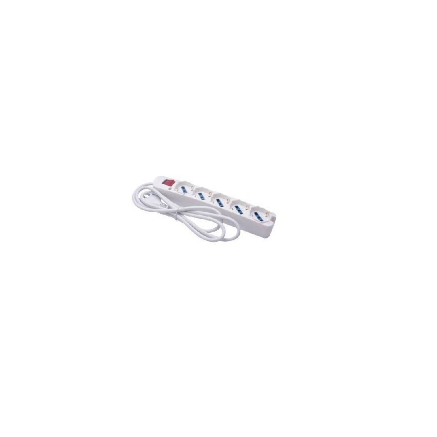 MULTIPRESA 5 USCITE UNIVERSALI INTERR SPINA 16A CAVO 1.5 3500W BIANCA MULTIPRESA 5 USCITE UNIVERSALI INTERR SPINA 16A CAVO 1.5 3500W BIANCA