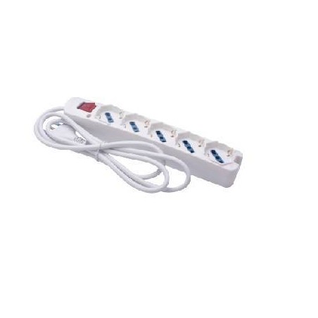 MULTIPRESA 5 USCITE UNIVERSALI INTERR SPINA 16A CAVO 1.5 3500W BIANCA