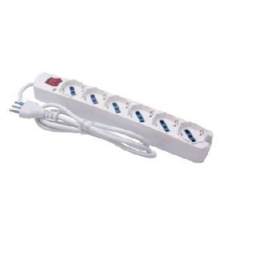 MULTIPRESA 6 USCITE UNIVERSALI INTERR SPINA 16A CAVO 1.5M 3500W BIANCA