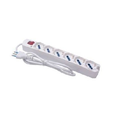 MULTIPRESA 6 USCITE UNIVERSALI INTERR SPINA 16A CAVO 1.5M 3500W BIANCA
