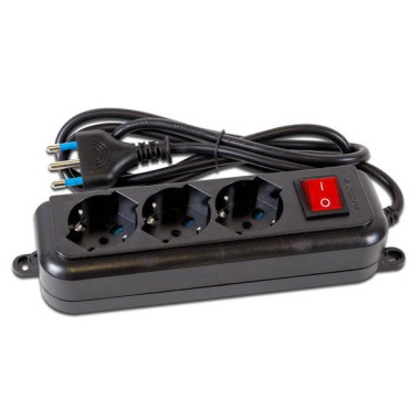 MULTIPRESA 3 USCITE UNIVERSALI INTERR SPINA 16A CAVO 1.5M 3500W NERA