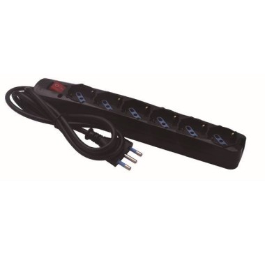 MULTIPRESA 6 USCITE UNIVERSALI INTERR SPINA 16A CAVO 1.5M 3500W NERA