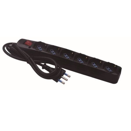 MULTIPRESA 6 USCITE UNIVERSALI INTERR SPINA 16A CAVO 1.5M 3500W NERA