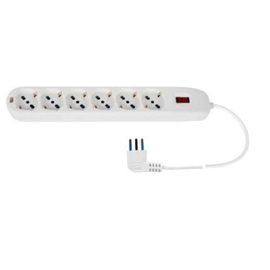 MULTIPRESA 6 USCITE UNIV PROT SOVRAC SPINA 10A CAVO 1.5M 2500W BIANCA