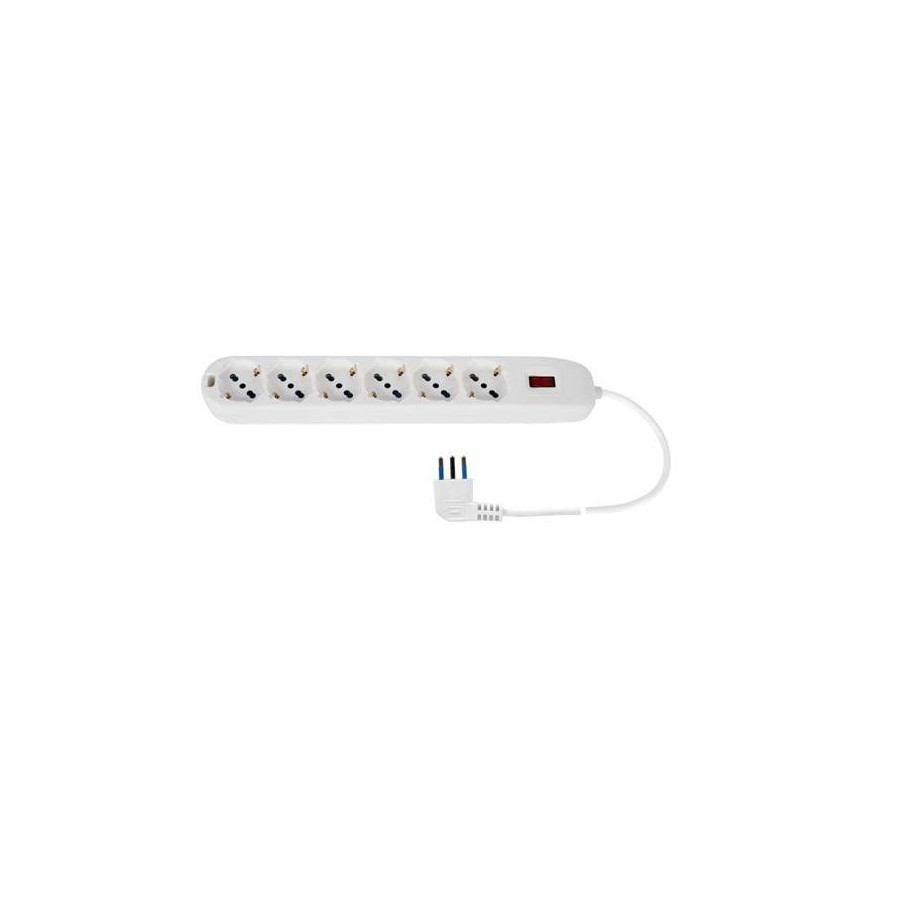 MULTIPRESA 6 USCITE UNIV PROT SOVRAC SPINA 10A CAVO 1.5M 2500W BIANCA MULTIPRESA 6 USCITE UNIV PROT SOVRAC SPINA 10A CAVO 1.5M 2500W BIANCA