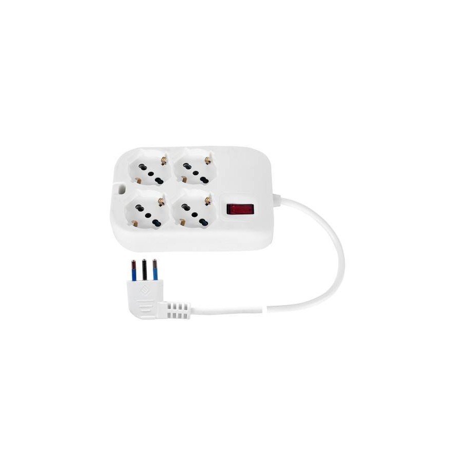 MULTIP. QUADRATA 4 USCITE UNIV PROT SOVRAC SP10A CAVO 1.5M 2500W BIANCA MULTIP. QUADRATA 4 USCITE UNIV PROT SOVRAC SP10A CAVO 1.5M 2500W BIANCA