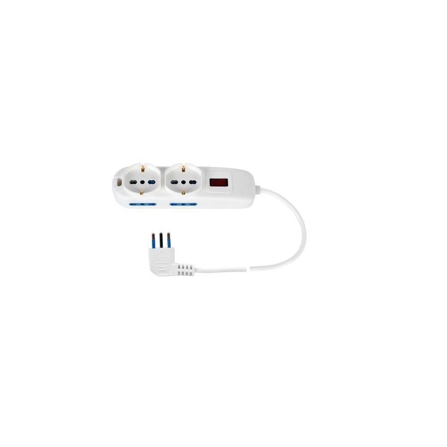 MULTIP. 6 USCI 2 UNIV 4 BIP10/16A PROTSOVRAC SP10A CAVO1.5M 2500W BIANCA MULTIP. 6 USCI 2 UNIV 4 BIP10/16A PROTSOVRAC SP10A CAVO1.5M 2500W BIANCA