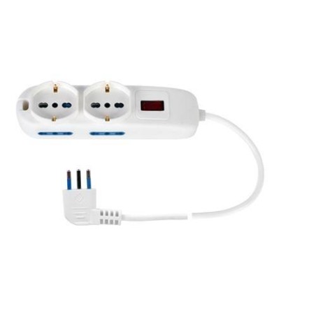 MULTIP. 6 USCI 2 UNIV 4 BIP10/16A PROTSOVRAC SP10A CAVO1.5M 2500W BIANCA