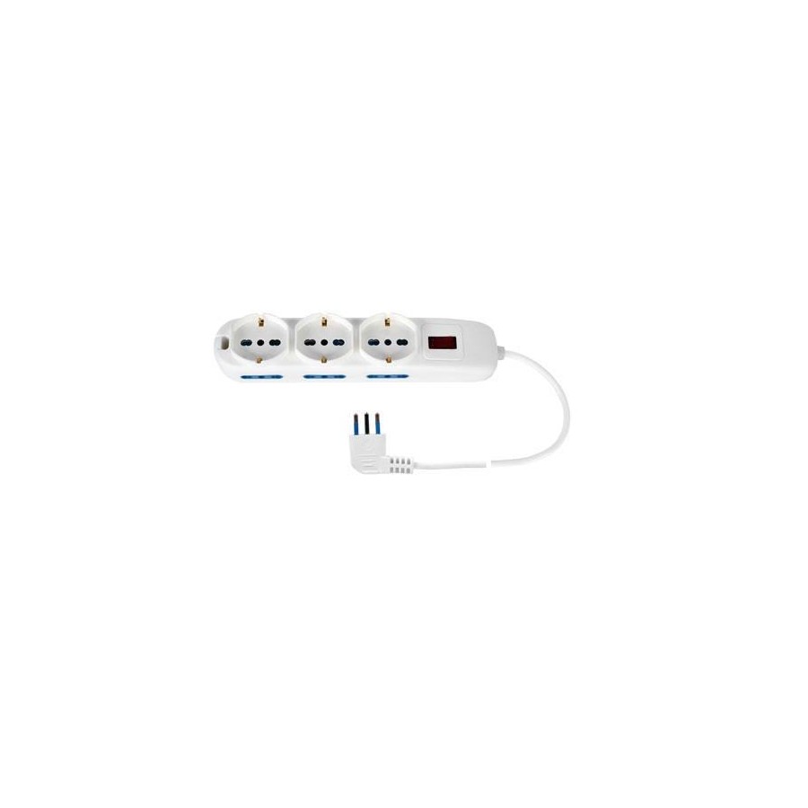 MULTIP. 9 USCI 3 UNIV 6 BIP10/16A PROTSOVRAC SP10A CAVO1.5M 2500W BIANCA MULTIP. 9 USCI 3 UNIV 6 BIP10/16A PROTSOVRAC SP10A CAVO1.5M 2500W BIANCA