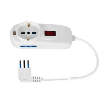MULTIP. 3 USCI 1 UNIV 2 BIP 10/16A PROTSOVRAC SP10A CAVO3 mt 2500W BIANCA