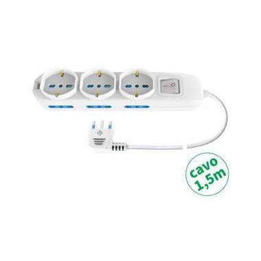 MULTIP. 9 USCITE 3 UNIV 6 BIP10/16A INT SPINA16A CAVO1.5M 3500W IMQ NERA