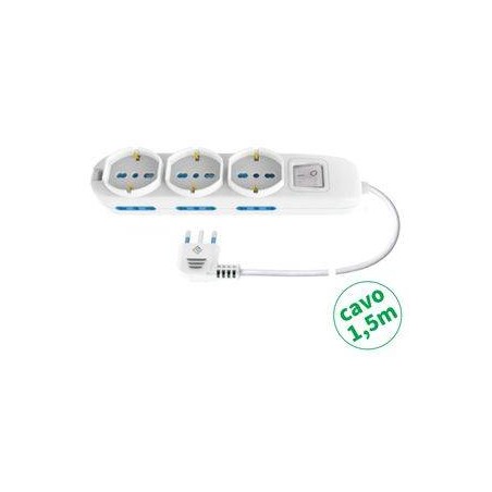 MULTIP. 9 USCITE 3 UNIV 6 BIP10/16A INT SPINA16A CAVO1.5M 3500W IMQ NERA