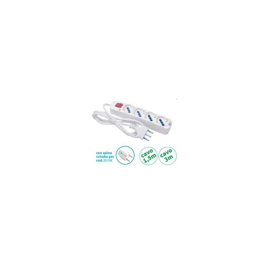 MULTIPRESA 4 USCITE UNIV INTERR SPINA 16A CAVO 3 mt 3500W BIANCA MULTIPRESA 4 USCITE UNIV INTERR SPINA 16A CAVO 3 mt 3500W BIANCA