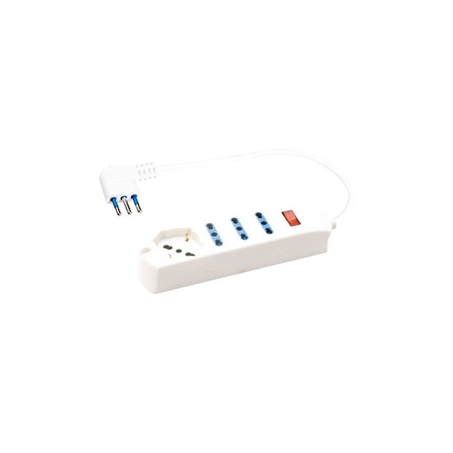 MULTIP. 4USCI 1 UNIV 3 BIP10/16A PROTSOVRAC SP10A CAVO 1.5M 2500W BIANCA