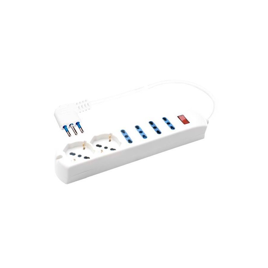 MULTIP. 6USCI 2 UNIV 4 BIP10/16A PROTSOVRAC SP10A CAVO 1.5M 2500W BIANCA MULTIP. 6USCI 2 UNIV 4 BIP10/16A PROTSOVRAC SP10A CAVO 1.5M 2500W BIANCA