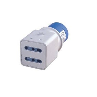 ADATTATORE INDUSTRIALE CON SPINA CEE 2P+T 16A + 2 PRESE BIPASSO 10/16A