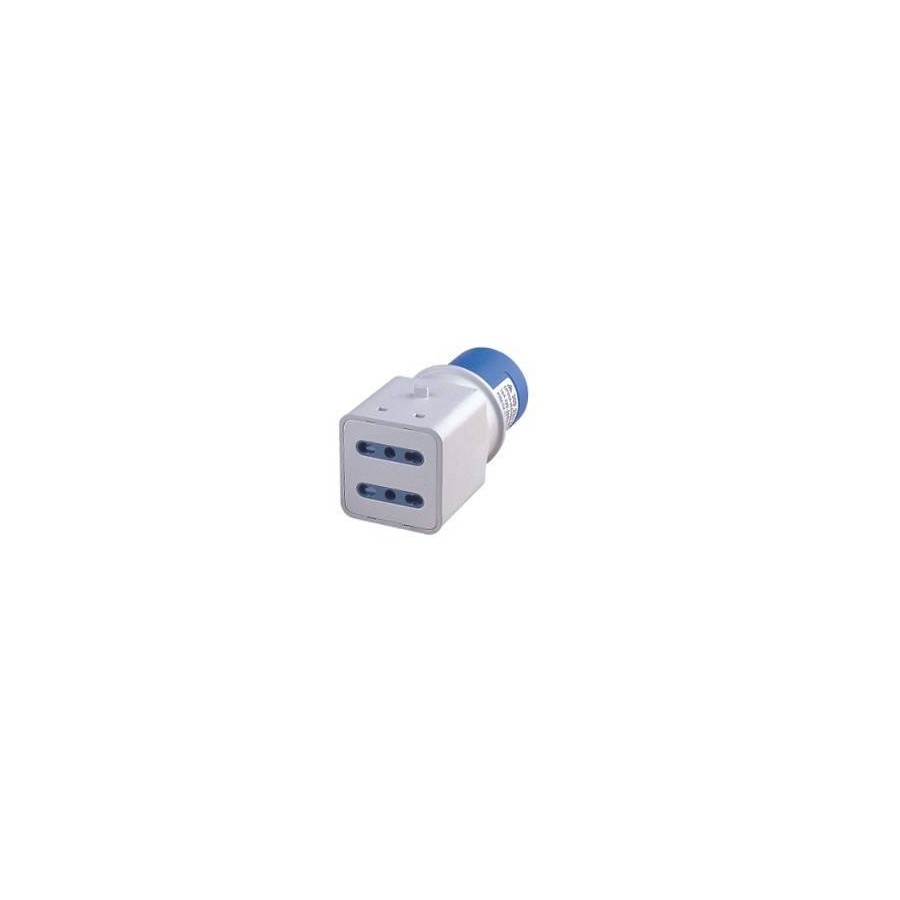 ADATTATORE INDUSTRIALE CON SPINA CEE 2P+T 16A + 2 PRESE BIPASSO 10/16A ADATTATORE INDUSTRIALE CON SPINA CEE 2P+T 16A + 2 PRESE BIPASSO 10/16A