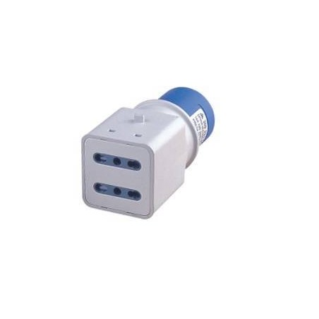 ADATTATORE INDUSTRIALE CON SPINA CEE 2P+T 16A + 2 PRESE BIPASSO 10/16A