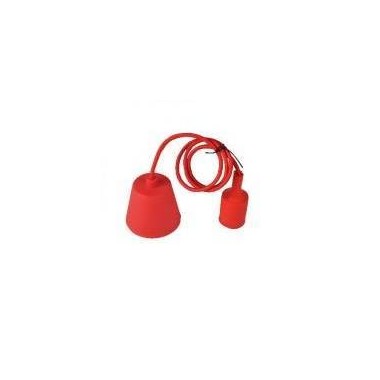 PENDEL CON PORTALAMPADA SILICONE E27 CAVO TESSUTO M1 ROSSO