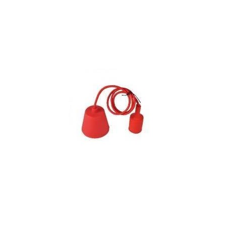 PENDEL CON PORTALAMPADA SILICONE E27 CAVO TESSUTO M1 ROSSO