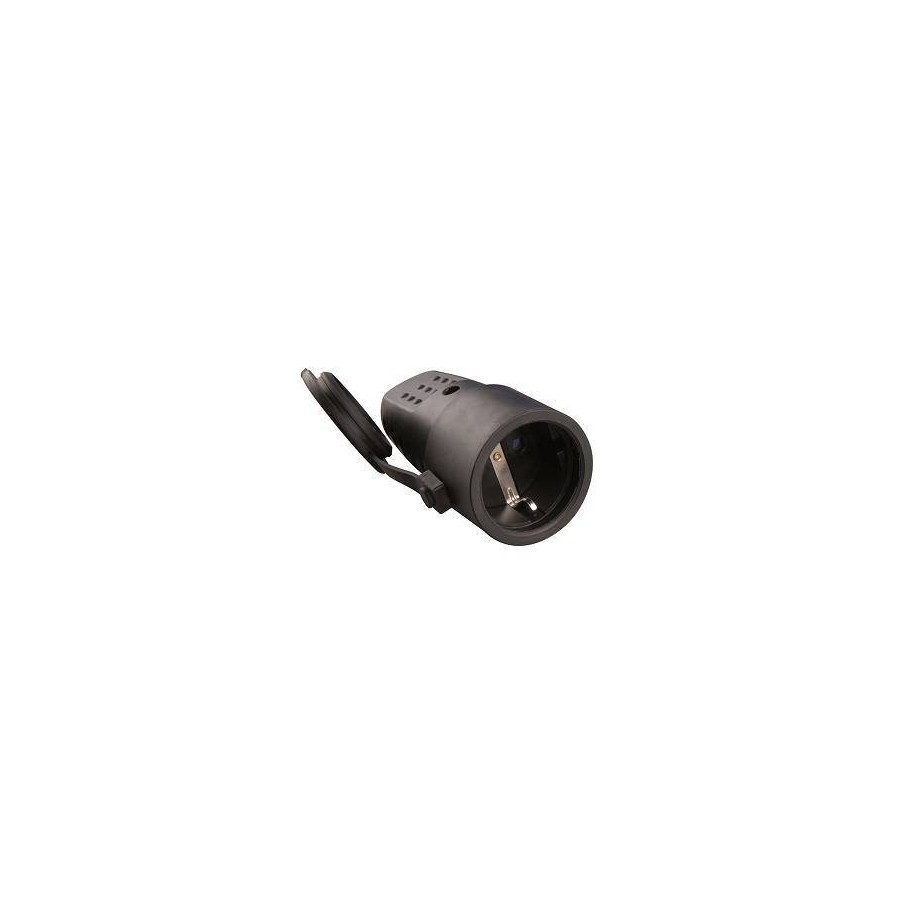 PRESA SCHUKO IN GOMMA ANTISPRUZZO IP44 NERA PRESA SCHUKO IN GOMMA ANTISPRUZZO IP44 NERA