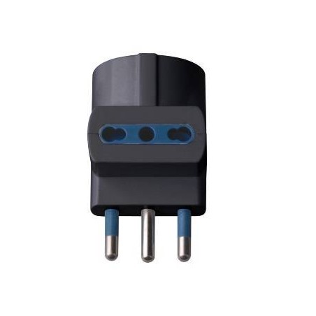 ADATTATORE SPINA 16A2P+T 1 PR STRD.TEDESCO 2 PR BIP 10/16A IMQ NERO