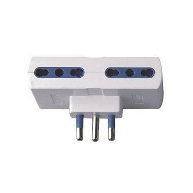 ADATTATORE SPINA 16A 2P+T 4 PRESE BIPASSO 10/16A BIANCO