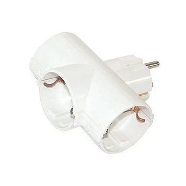 ADATTATORE SPINA 3 PRESE STANDARD TEDESCO 16A 2P+T BIANCO