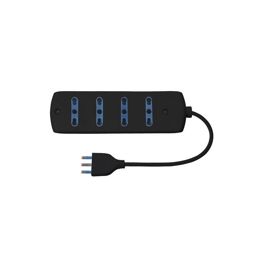 MULTIPRESA 4 USCITE BIP 10/16A 2P+T 1 SPINA 16A CAVO 1.5M 3500W IMQ NERA