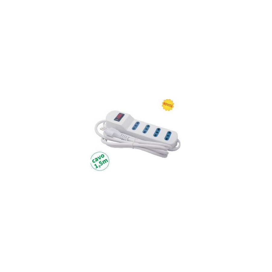 Multipr.4 bipasso spina 10A,cavo 3G*0.75mm, L.1.5m, PROTEZIONE SOVRAC. Multipr.4 bipasso spina 10A,cavo 3G*0.75mm, L.1.5m, PROTEZIONE SOVRAC.