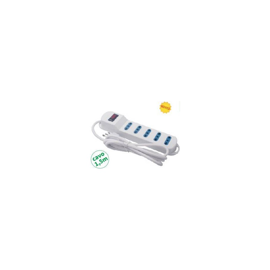 Multipr.5 bipasso spina 10A,cavo 3G*0.75mm, L.1.5m, PROTEZIONE SOVRAC. Multipr.5 bipasso spina 10A,cavo 3G*0.75mm, L.1.5m, PROTEZIONE SOVRAC.