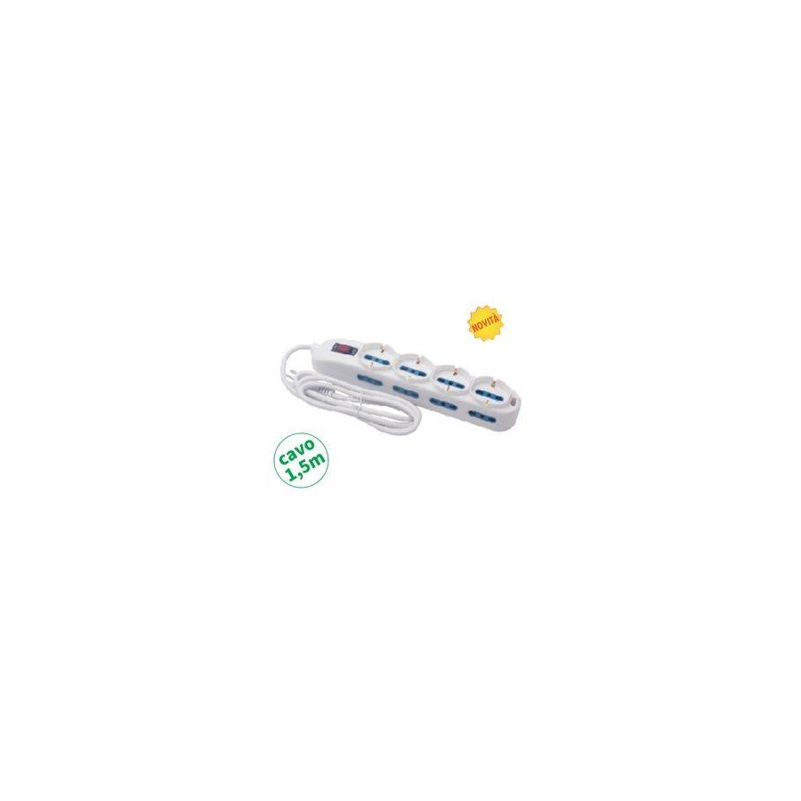 Multipr.12 bipasso spina 10A,cavo 3G*0.75mm, L.1.5m, Multipr.12 bipasso spina 10A,cavo 3G*0.75mm, L.1.5m,