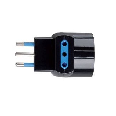 ADATTATORE SPINA 10A 2P+T 1 PR STRD. TEDESCO 2 PR 10A IMQ NERO SFUSO