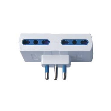 ADATTATORE SPINA 16A 2P+T 4 PRESE BIPASSO 10/16A BIANCO SFUSO