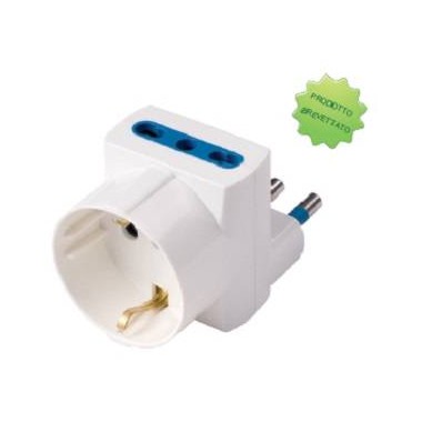 ADATTATORE SALVASPAZ SP DISASS 16A2P+T 1PR STRD TED 2PR BIP BIANCO SFUSO