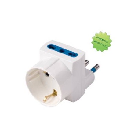 ADATTATORE SALVASPAZ SP DISASS 16A2P+T 1PR STRD TED 2PR BIP BIANCO SFUSO