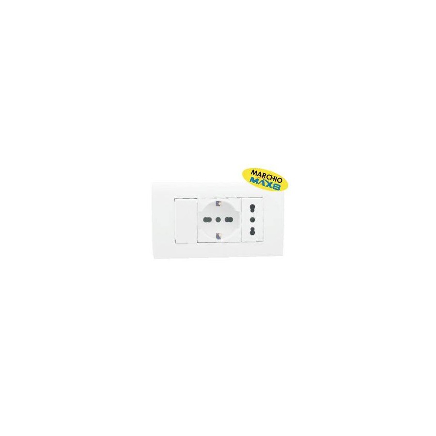 KIT 4 MODULI C/SUPPORTO+PLACCA+PRESA BIPASSO+PRESA UNIV+INT UNIP ANTRACI KIT 4 MODULI C/SUPPORTO+PLACCA+PRESA BIPASSO+PRESA UNIV+INT UNIP ANTRACI