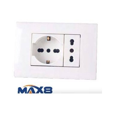 KIT 3 MODULI CON SUPPORTO +PLACCA +PRESA BIPASSO +PRESA UNIV IMQ ANTRACI