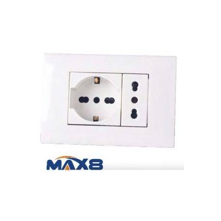 KIT 3 MODULI CON SUPPORTO +PLACCA +PRESA BIPASSO +PRESA UNIV IMQ ANTRACI