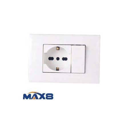 KIT 3 MODULI CON SUPPORTO + PLACCA + PRESA UNIV + DEVIATORE IMQ BIANCO