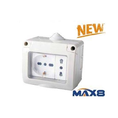 KIT CONTENITORE IP55 STAGNO CON SPORTELLO+PRESA 10/16A PRESA UNIVERSALE
