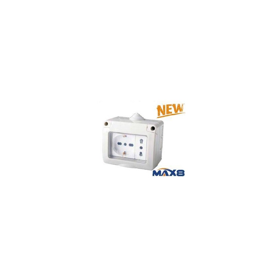 KIT CONTENITORE IP55 STAGNO CON SPORTELLO+PRESA 10/16A PRESA UNIVERSALE KIT CONTENITORE IP55 STAGNO CON SPORTELLO+PRESA 10/16A PRESA UNIVERSALE
