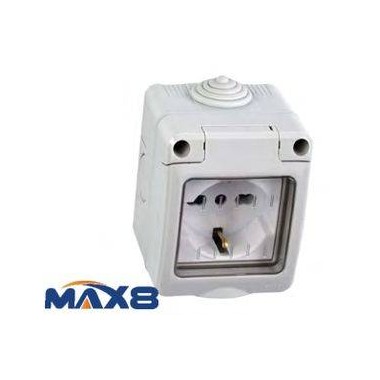 KIT CONTENITORE STAGNO 1 PRESA UNIVERSALE  E COPERCHIO IP55 IMQ