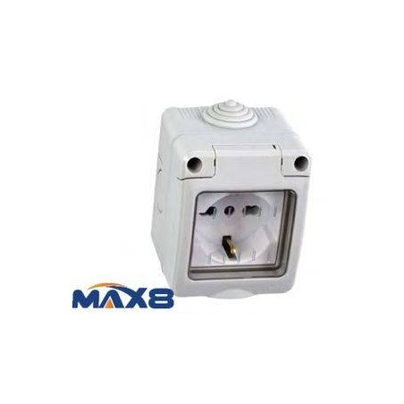 KIT CONTENITORE STAGNO 1 PRESA UNIVERSALE  E COPERCHIO IP55 IMQ