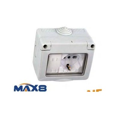 KIT CONTENITORE STAGNO C/PRESA UNIV E INTERRUTTORE16A COPERCHIO IP55 IMQ