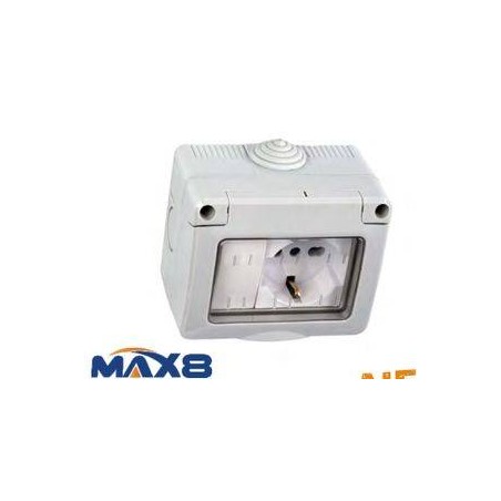 KIT CONTENITORE STAGNO C/PRESA UNIV E INTERRUTTORE16A COPERCHIO IP55 IMQ