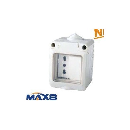 KIT CONTENITORE STAGNO C/SPORTELLO+PRESA BIP10/16A INTERRUTTORE IP55 IMQ