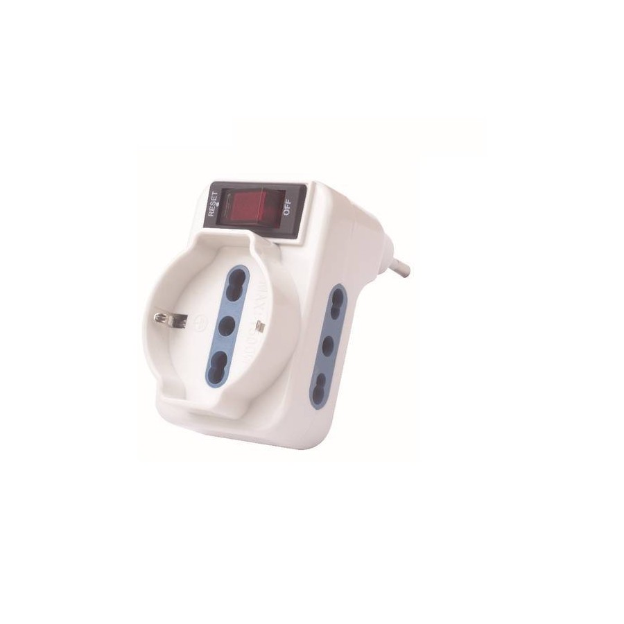 ADATTATORE PROT SOVRAC SP 10A2P+T 1PR UNIV 2PR BIP10/16A SALVASPZ BIANCA ADATTATORE PROT SOVRAC SP 10A2P+T 1PR UNIV 2PR BIP10/16A SALVASPZ BIANCA